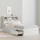 Ensemble lit matelot et tête de lit bibliothèque simple 39" Summer Breeze - Pin Blanc