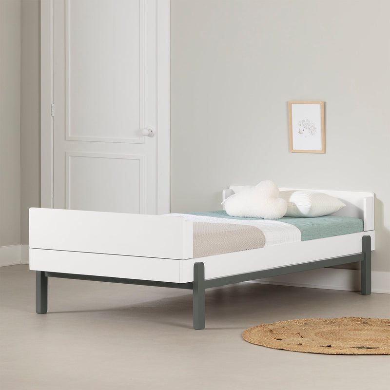 Lit complet simple 39" Bebble - Gris clair et Blanc