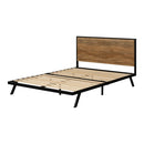 Lit complet avec structure en métal  queen 60" Barcelo - Manguier naturel et noir mat