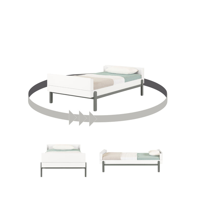Lit complet simple 39" Bebble - Gris clair et Blanc
