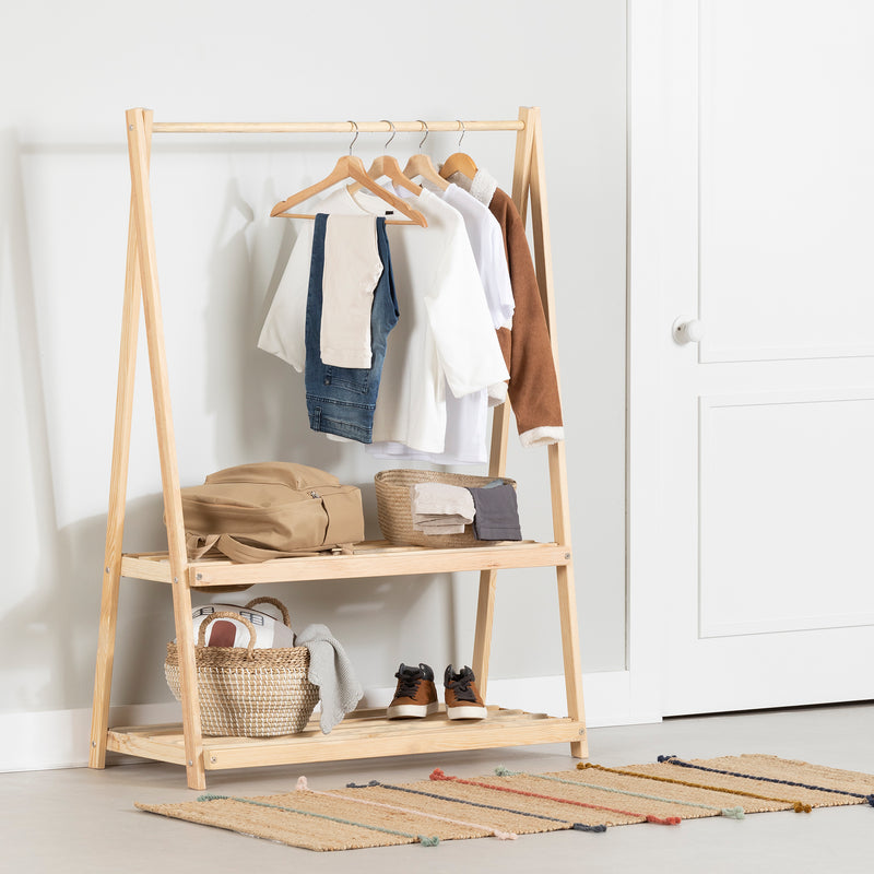 Sweedi-Garde-robe avec étagères de rangement-Naturel