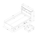 Ensemble lit matelot et tête de lit bibliothèque simple 39" Summer Breeze - Pin Blanc