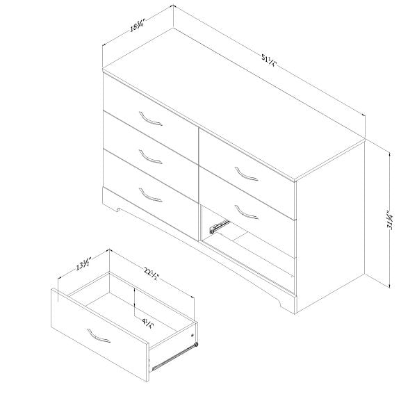 Commode 6 tiroirs Step One - Chêne Vieilli