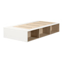 Lit plateforme avec rangement ouvert simple 39" Hourra - Orme naturel et Blanc