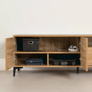 Meuble TV avec portes et tiroir Musano - Chêne nordique