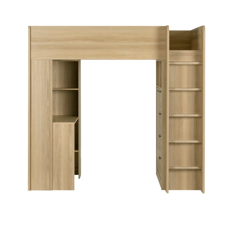 Lit mezzanine avec bureau simple 39" Logik - Frêne naturel