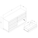 Bureau double 6 tiroirs Serrano - Chêne blanchi