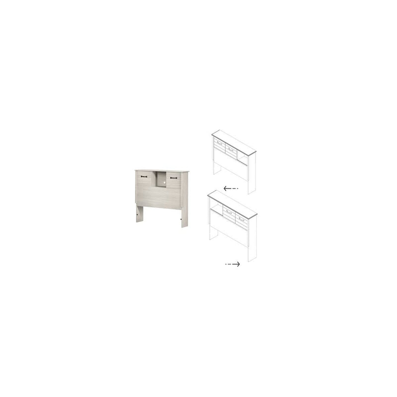 Tête de lit bibliothèque avec portes coulissantes simple 39" Ulysses - Chêne hivernal