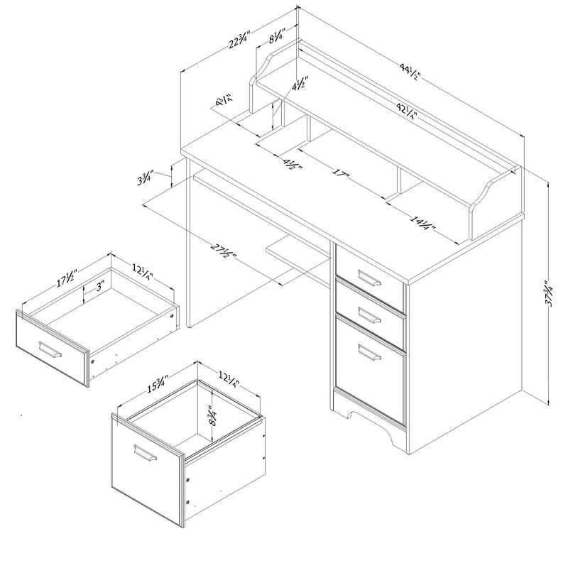 Bureau de travail avec huche Versa - Chêne nordique