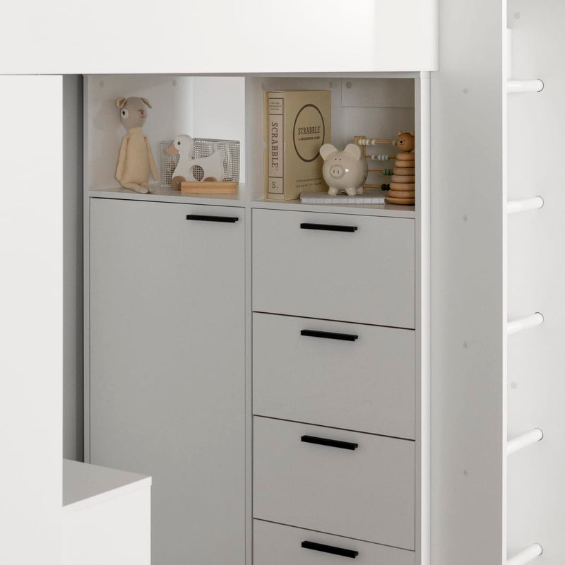 Lit mezzanine avec bureau simple 39" Logik - Blanc solide