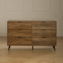 Bureau double 6 tiroirs Oxford - Naturel Mangue