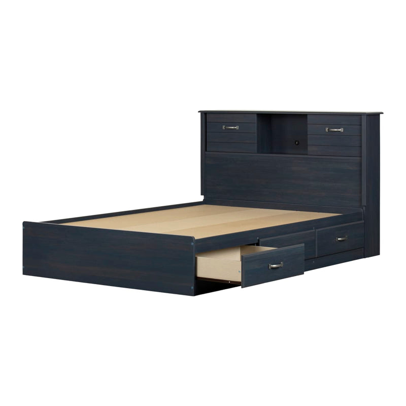 Ensemble lit matelot et tête de lit bibliothèque double 54" Ulysses - Myrtille