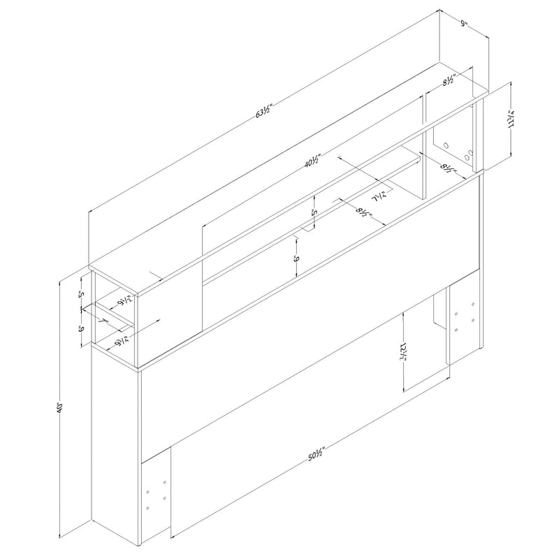 Tête de lit bibliothèque double/queen 54"/60" Vito - Blanc