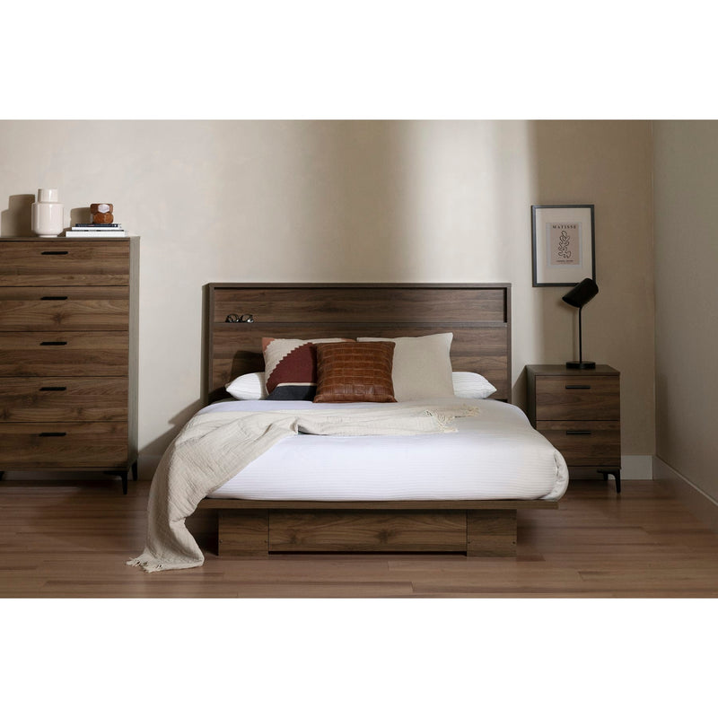 Ensemble lit plateforme et tête de lit double/queen 54"/60" Musano - Noyer naturel