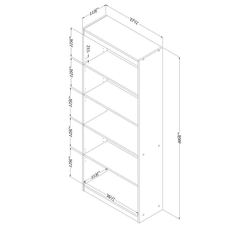 Bibliothèque 5 tablettes Axess - Chêne rustique