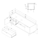 Meuble TV avec portes et tiroir 75" Hype - Noyer naturel et faux marbre carrara