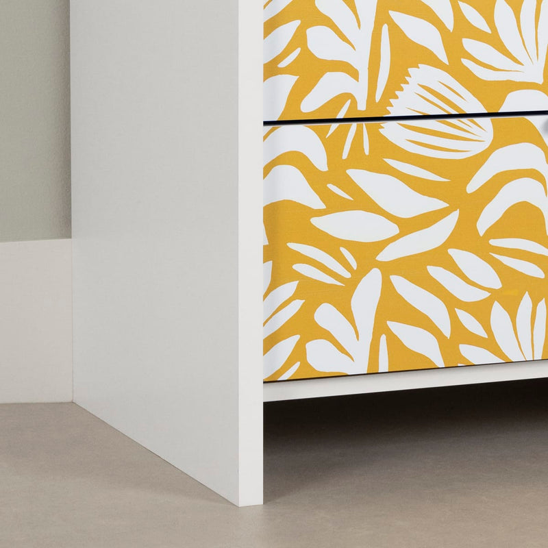 Bureau double 6 tiroirs Bloom - Blanc et jaune