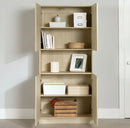 Bibliothèque 4 portes et rangement ouvert Liora - Chêne blanchi