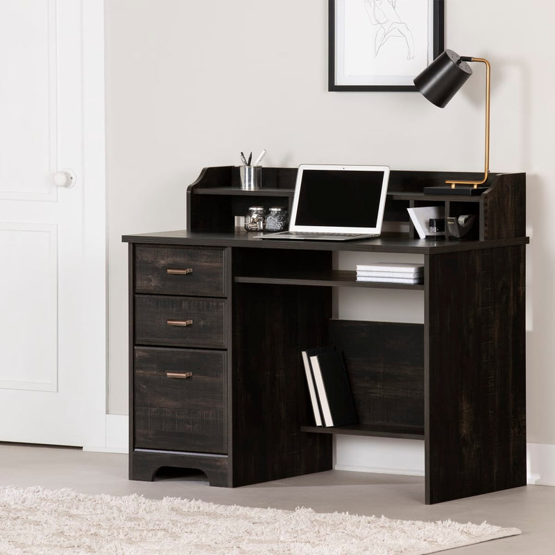 Bureau de travail avec huche Versa - Noir antique