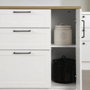 Îlot de cuisine 3 tiroirs avec porte Toscano - Blanc et Érable noix de muscade