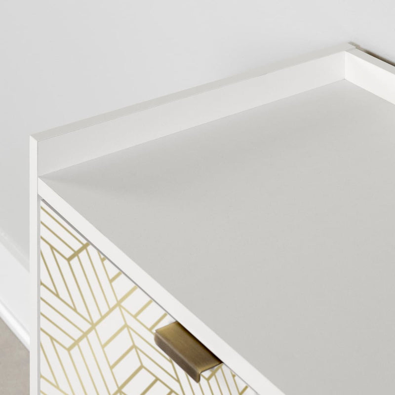 Armoire de rangement avec 2 portes Maliza - Blanc et Doré