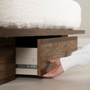 Ensemble lit plateforme et tête de lit double/queen 54"/60" Musano - Noyer naturel