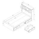 Ensemble lit matelot et tête de lit bibliothèque simple 39" Ulysses - Chêne d'automne