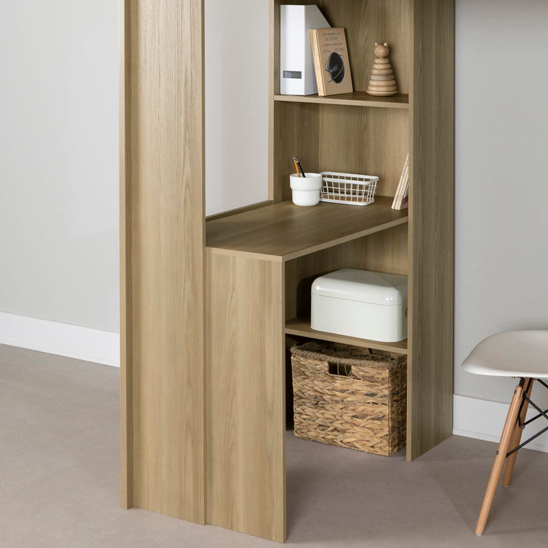 Lit mezzanine avec bureau simple 39" Logik - Frêne naturel