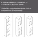 Bibliothèque étroite 5 tablettes Liora - Chêne blanchi