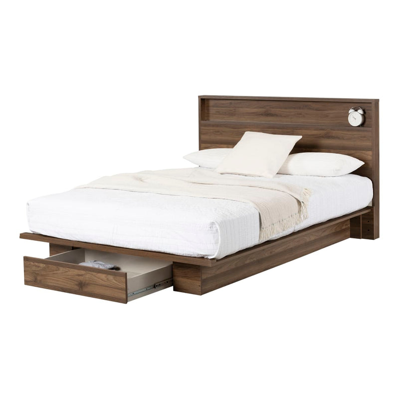 Ensemble lit plateforme et tête de lit double/queen 54"/60" Musano - Noyer naturel