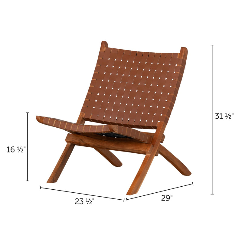 Fauteuil en cuir tressé Balka - Brun