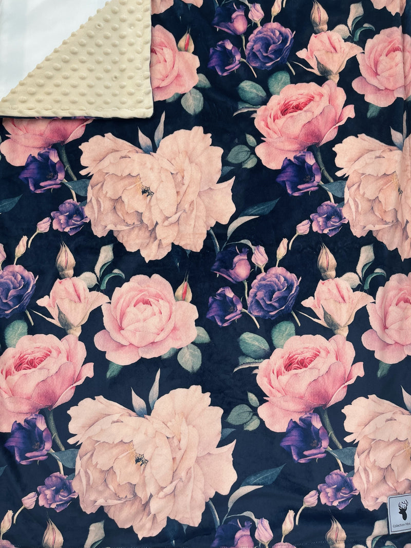 Couverture minky - Florale pivoine