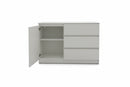 Commode 3 tiroirs et une porte - Blanc