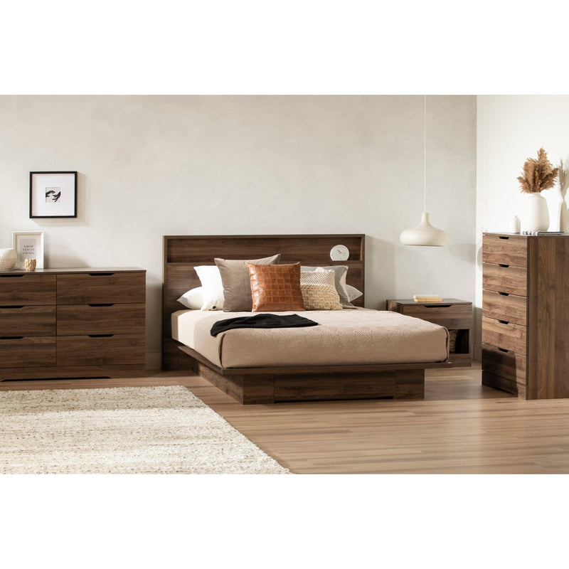 Ensemble lit plateforme et tête de lit double/queen 54"/60" Holland - Noyer naturel