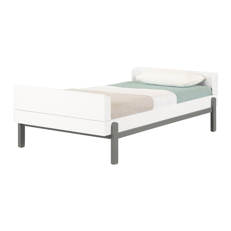 Lit complet simple 39" Bebble - Gris clair et Blanc