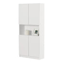 Bibliothèque 4 portes et rangement ouvert Liora -  Blanc