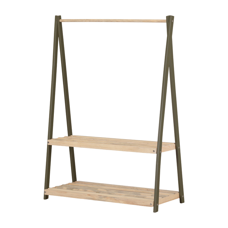 Garde-robe avec étagères de rangement Sweedi-Naturel et Vert olive
