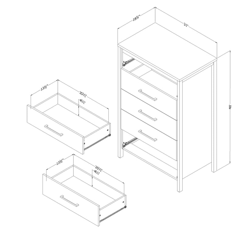 Commode 5 tiroirs Gravity - Frêne naturel