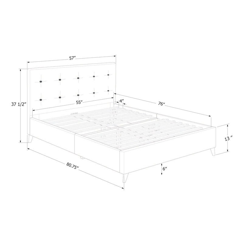 Lit complet rembourré double 54" Dylane - Gris clair