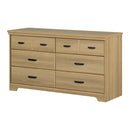 Bureau double 6 tiroirs Versa - Frêne naturel