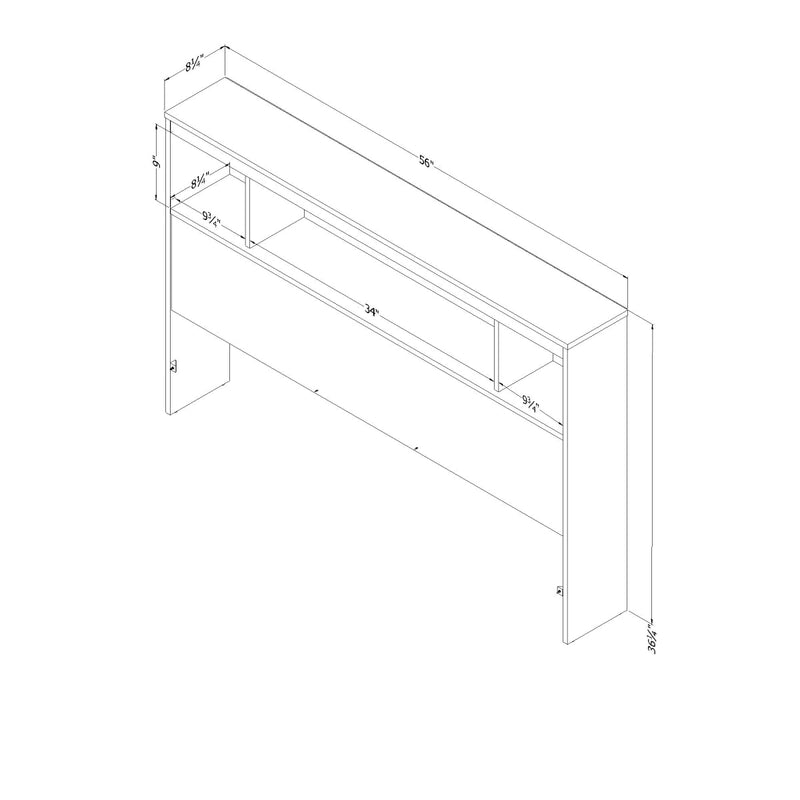 Tête de lit bibliothèque double 54" Fusion - Blanc solide