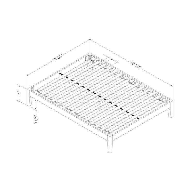 Base de lit 78" Vito - Noir solide