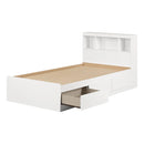 Reevo - Mates Bed Set with 39" Bookcase Headboard -- Pure White