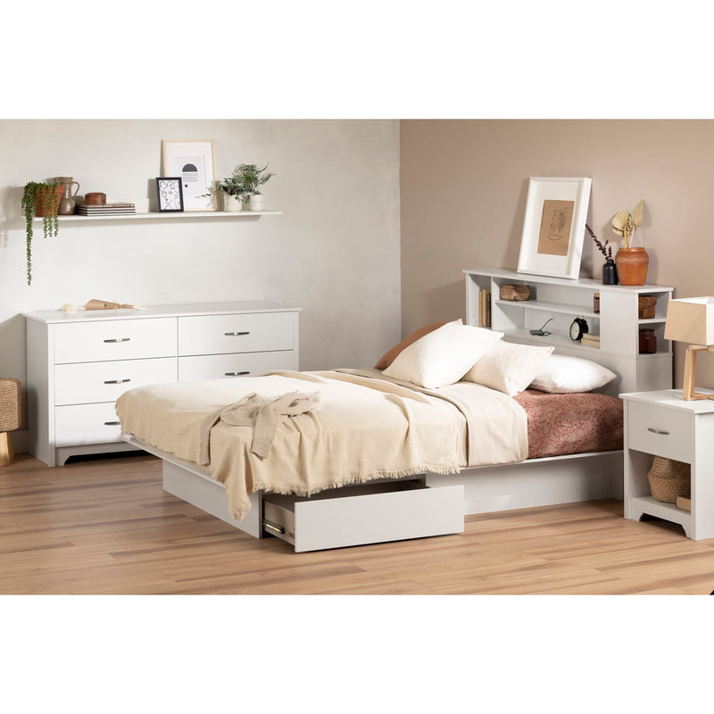 Tête de lit bibliothèque double/queen 54"/60" Fusion - Blanc solide