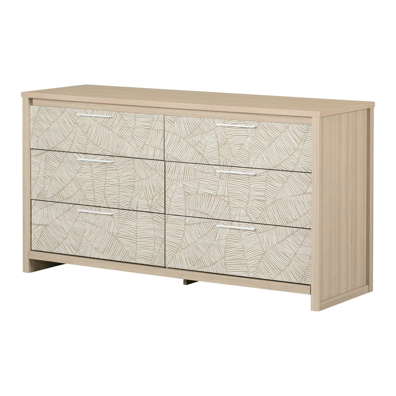 Bureau double 6 tiroirs Munich - Orme naturel et blanc
