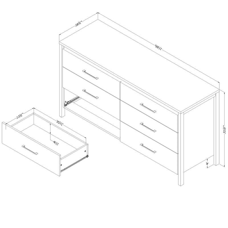 6-Drawer Double Dresser  Gravity Gray Maple 9036010