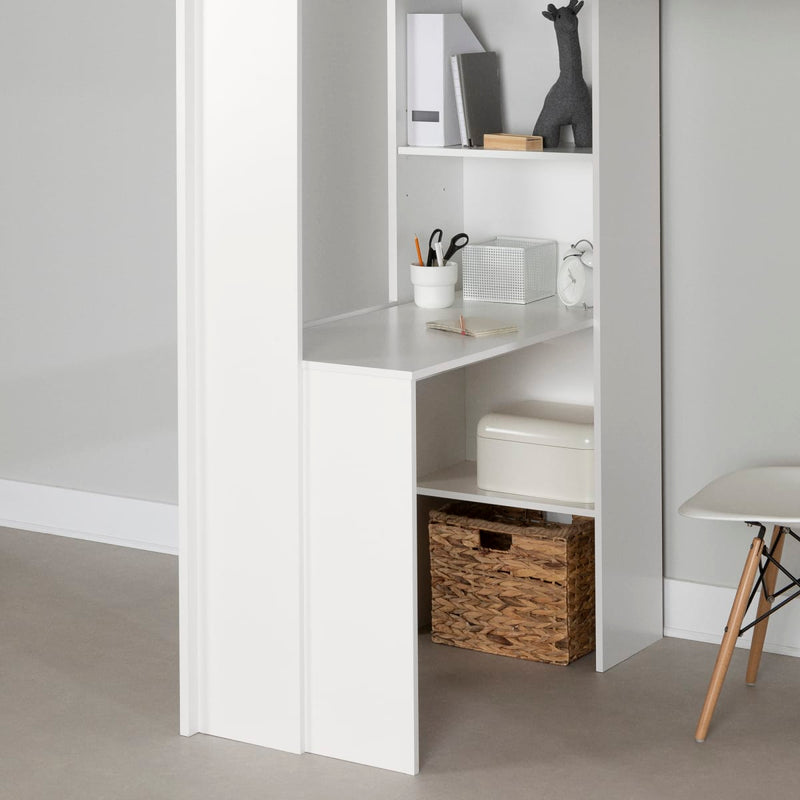 Lit mezzanine avec bureau simple 39" Logik - Blanc solide