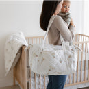Quilted Diaper Bag with Changing Pad – Owls in use