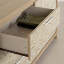 Bureau double 6 tiroirs Munich - Orme naturel et blanc