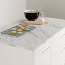 Îlot de cuisine avec porte et tiroirs Myro - Faux Marbre blanc et Blanc